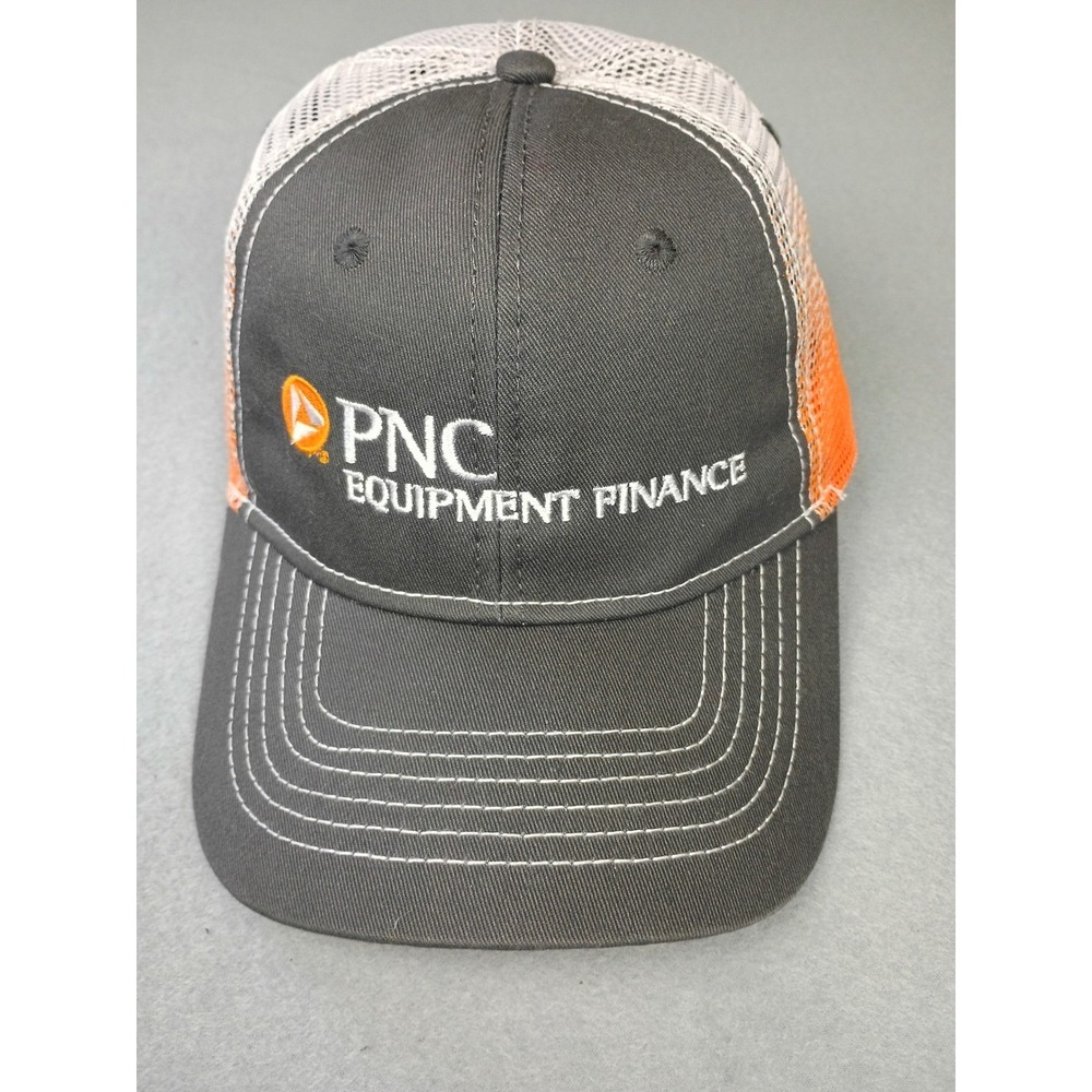 Cap America PNC Equipment Finance Trucker Hat Gray Orange Mesh Snapback Hat